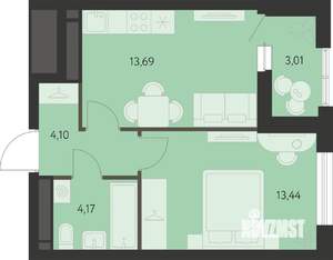 1-к квартира, вторичка, 37м2, 2/21 этаж