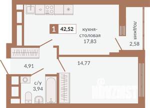 1-к квартира, вторичка, 43м2, 25/31 этаж