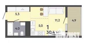 Студия квартира, строящийся дом, 30м2, 12/19 этаж