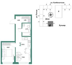 2-к квартира, вторичка, 40м2, 3/21 этаж