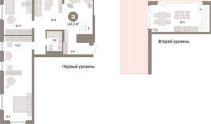2-к квартира, вторичка, 142м2, 7/24 этаж