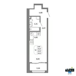 Студия квартира, вторичка, 30м2, 12/32 этаж