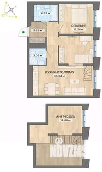 2-к квартира, вторичка, 74м2, 21/22 этаж