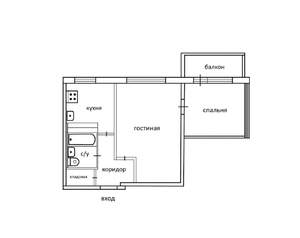 2-к квартира, вторичка, 37м2, 1/9 этаж
