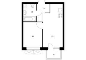 1-к квартира, вторичка, 33м2, 19/24 этаж