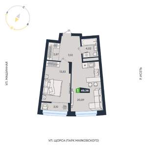 1-к квартира, строящийся дом, 49м2, 16/31 этаж