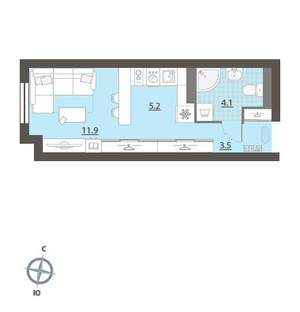 Студия квартира, вторичка, 25м2, 24/32 этаж