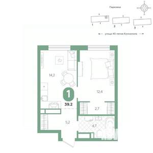 1-к квартира, вторичка, 39м2, 3/16 этаж