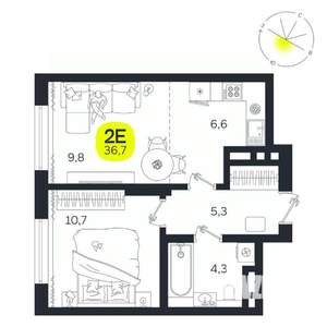 2-к квартира, вторичка, 37м2, 7/27 этаж
