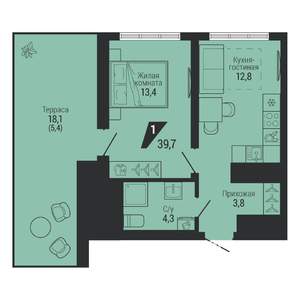 1-к квартира, вторичка, 40м2, 31/31 этаж