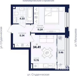 1-к квартира, вторичка, 34м2, 16/31 этаж