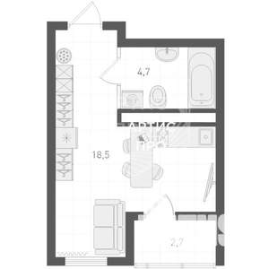 Студия квартира, вторичка, 23м2, 19/21 этаж