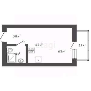Студия квартира, вторичка, 22м2, 6/9 этаж