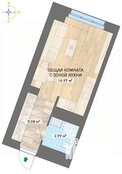 Студия квартира, вторичка, 25м2, 25/26 этаж