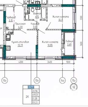 2-к квартира, вторичка, 53м2, 6/19 этаж