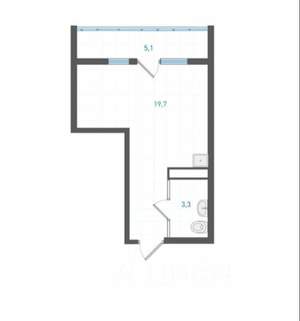 Студия квартира, вторичка, 26м2, 12/26 этаж