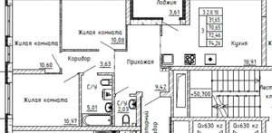 3-к квартира, вторичка, 72м2, 18/29 этаж