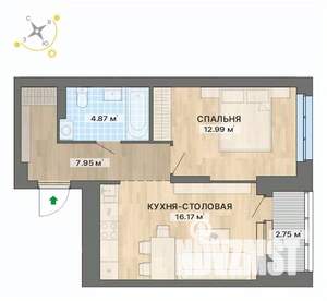 1-к квартира, вторичка, 45м2, 6/25 этаж