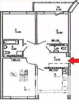 3-к квартира, вторичка, 89м2, 5/12 этаж