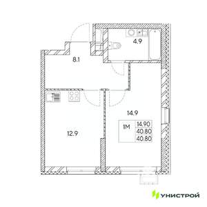 1-к квартира, вторичка, 41м2, 15/31 этаж