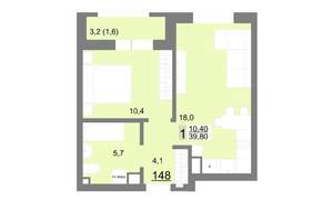 1-к квартира, вторичка, 40м2, 18/26 этаж