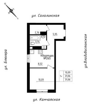 Студия квартира, строящийся дом, 31м2, 25/25 этаж