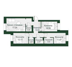 3-к квартира, вторичка, 71м2, 1/4 этаж