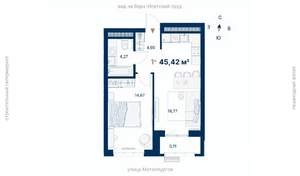 1-к квартира, вторичка, 45м2, 16/31 этаж