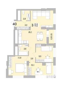 3-к квартира, вторичка, 73м2, 8/24 этаж