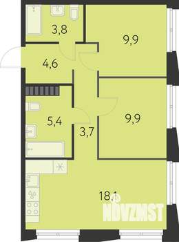 2-к квартира, вторичка, 55м2, 22/25 этаж