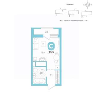 Студия квартира, вторичка, 23м2, 7/16 этаж