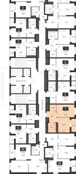 1-к квартира, строящийся дом, 37м2, 28/31 этаж