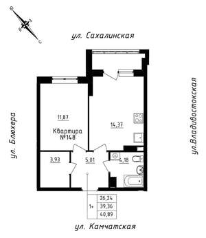 1-к квартира, строящийся дом, 41м2, 13/25 этаж