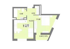 1-к квартира, строящийся дом, 36м2, 5/22 этаж