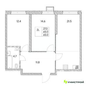 2-к квартира, вторичка, 65м2, 12/31 этаж