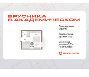 Студия квартира, вторичка, 27м2, 6/9 этаж