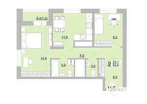 2-к квартира, вторичка, 57м2, 18/24 этаж