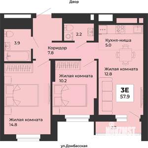2-к квартира, вторичка, 58м2, 13/25 этаж