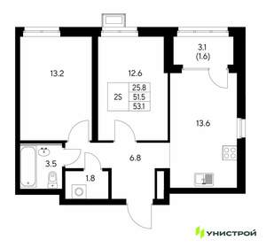 2-к квартира, вторичка, 53м2, 22/30 этаж