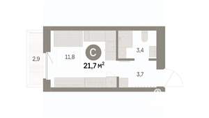 Студия квартира, вторичка, 22м2, 5/9 этаж