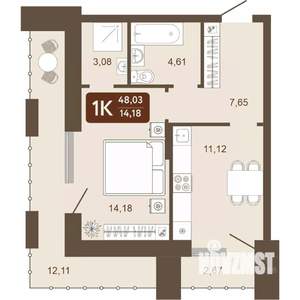 1-к квартира, вторичка, 48м2, 2/24 этаж
