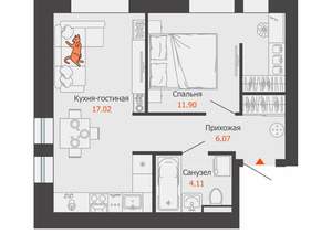 1-к квартира, вторичка, 39м2, 7/8 этаж