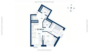 2-к квартира, вторичка, 58м2, 22/31 этаж