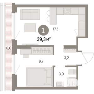 1-к квартира, вторичка, 39м2, 8/9 этаж