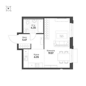 Студия квартира, строящийся дом, 36м2, 4/25 этаж