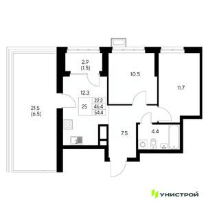 2-к квартира, вторичка, 54м2, 17/31 этаж