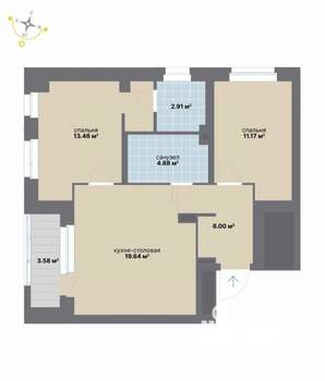 2-к квартира, вторичка, 62м2, 3/17 этаж