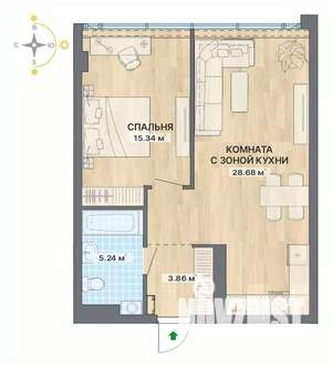 2-к квартира, вторичка, 53м2, 9/28 этаж