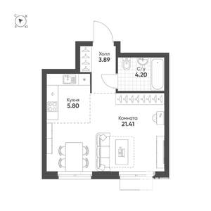 Студия квартира, строящийся дом, 35м2, 3/25 этаж