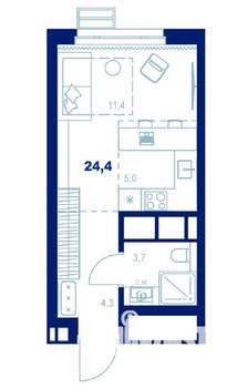 Студия квартира, вторичка, 25м2, 19/32 этаж